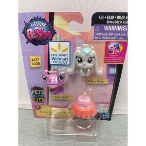Hasbro Littlest Pet Shop #337 Fluttery McTeal Rabbit #338 Ladon Lilypad Frog